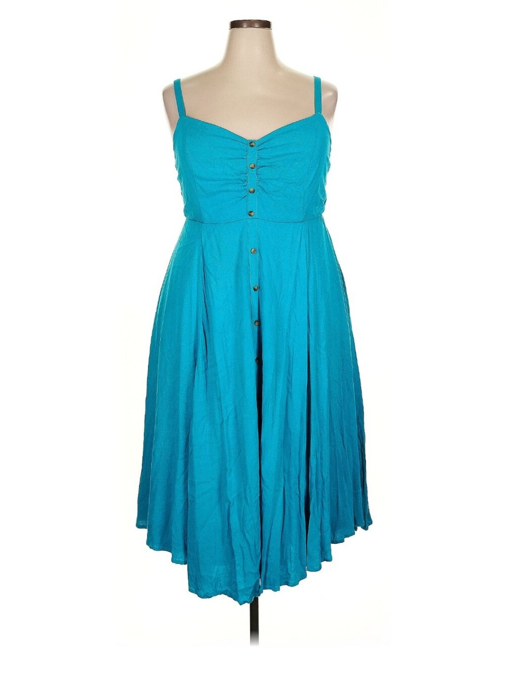 torrid Turquoise Blue Button-Front Sundress
